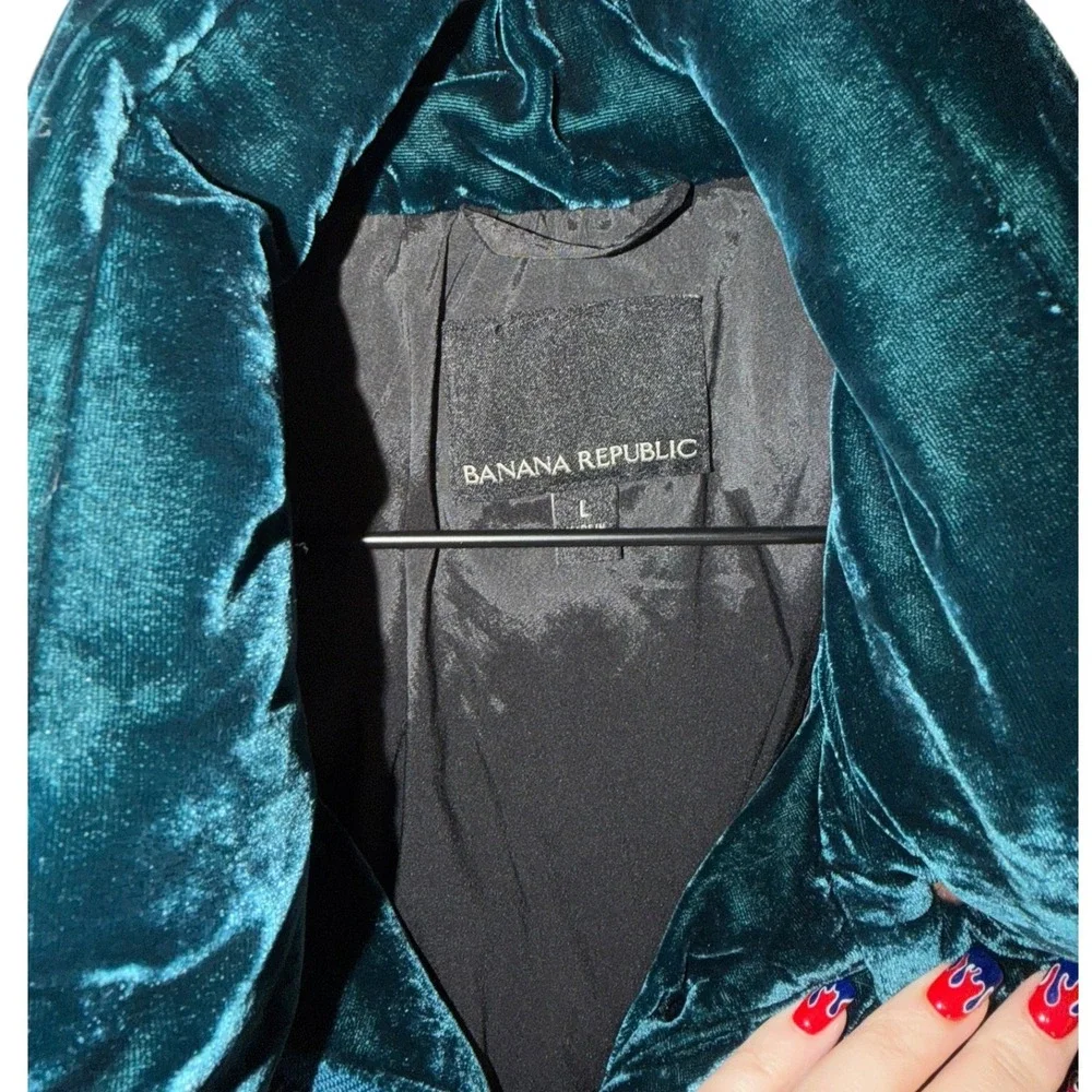 Banana Republic‎ Womens Velvet Puffer Jacket Teal Green Quilted Coat Size Large